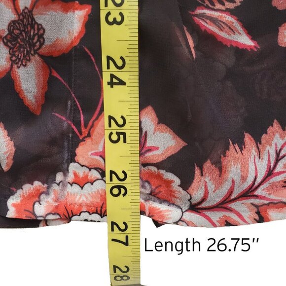 GUESS Nira Chiffon Semi Sheer Floral Rhinestone Detail Long Sleeve Button Down S - Picture 13 of 15